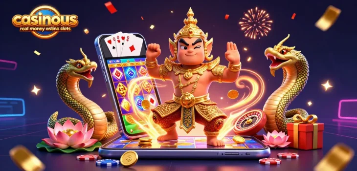 Spin winning reels with casinous real money online slots featuring vibrant characters and game elements.