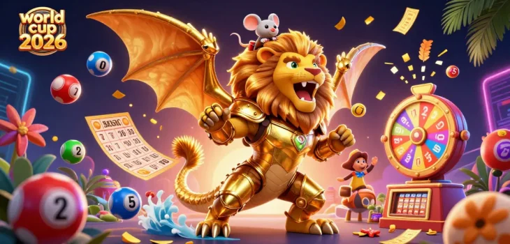 Engage in the excitement of world cup 2026 with a vibrant 3D illustration featuring festive gambling elements.